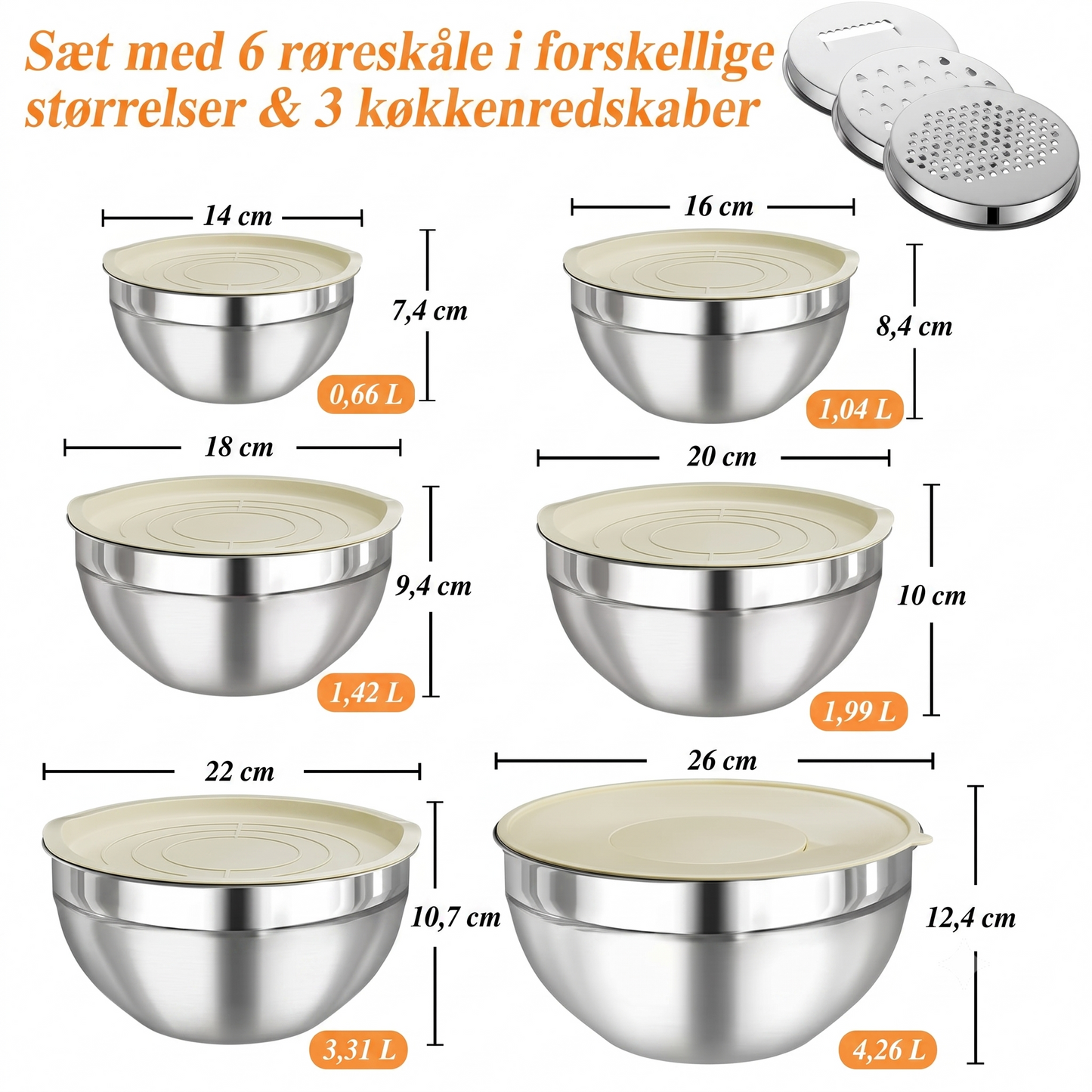 Praktisk køkkenskålesæt i førsteklasses rustfrit stål