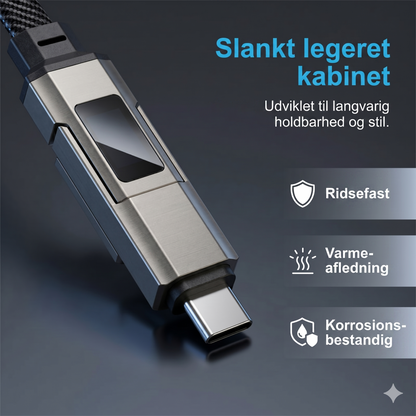 Holdbart Flettet 4-i-1 Opladerkabel til Nøglering