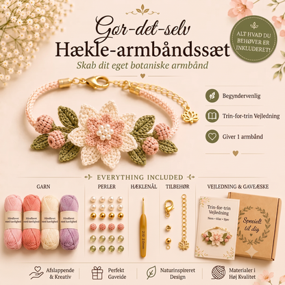Naturfiber-baseret Håndværks-sæt til Hæklet Armbånd med Geometrisk Modulstruktur