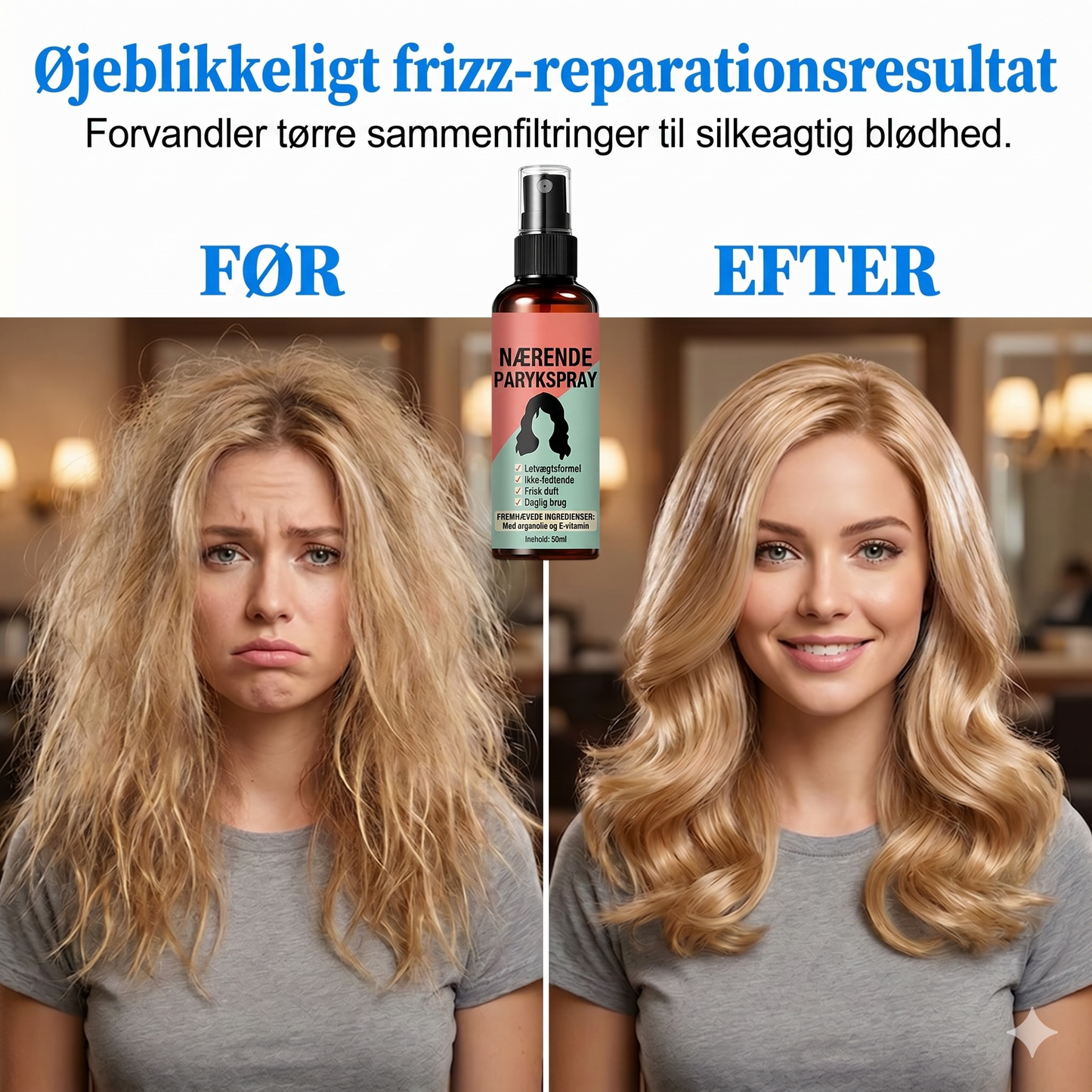 Let nærende leave-in spray til parykker