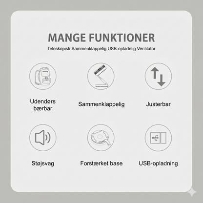 Sammenklappelig og Genopladelig Teleskopventilator