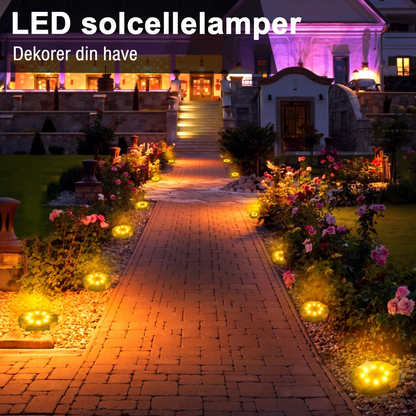 Udendørs solcellelampe i rustfrit stål med 8 LED