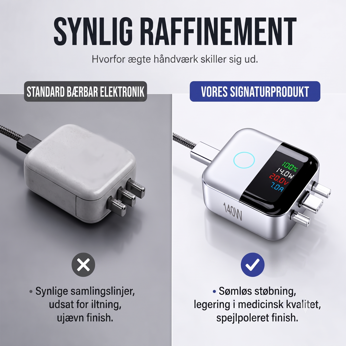 Smart USB-C opladerbeskyttelse med digital LED-skærm – Undgå overopladning