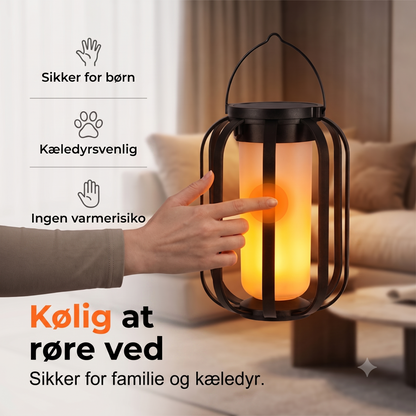 Solcelledrevet varm, flimrende flammelampe med vandtæt design og automatisk tænd/sluk