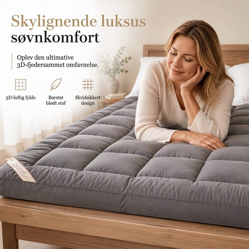 Blød, quiltet topmadras med sky-lignende komfort, 3D-quiltning og åndbart design til helårskomfort