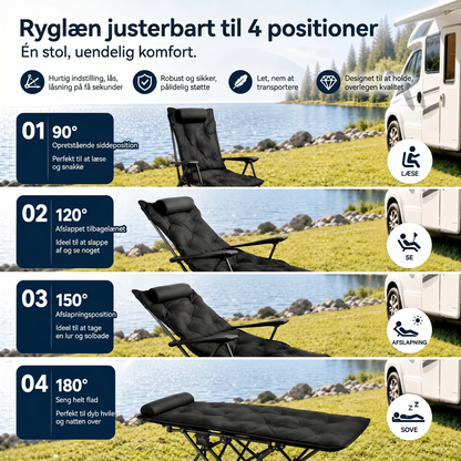 Komfortabel Justerbar Klapstol til Camping og Have