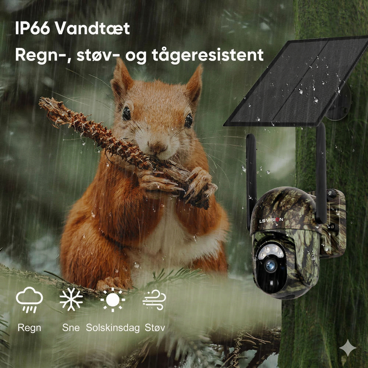 4G LTE Solcelle Overvågningskamera – 2K HD & 360° Panorama (Intet Wi-Fi påkrævet)