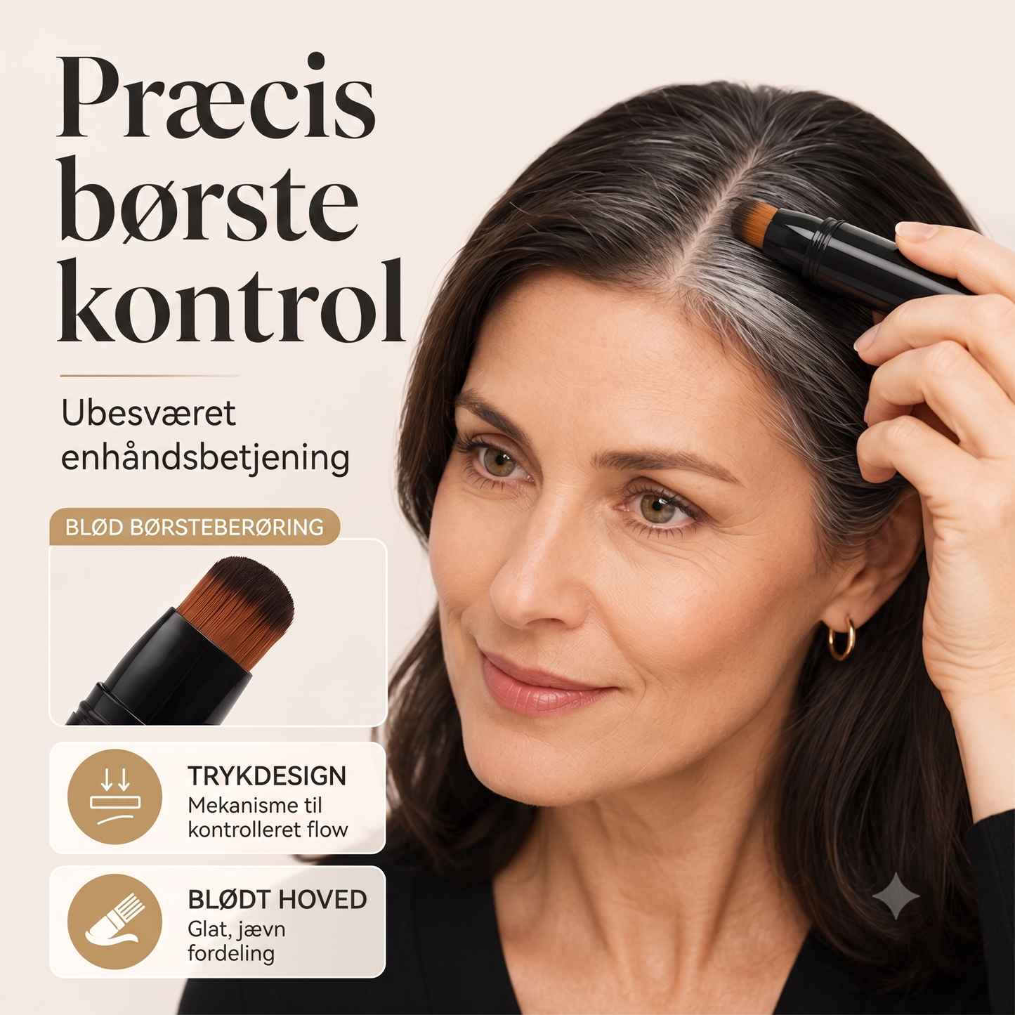 Hårpenne til øjeblikkelig dækning af gråt hår