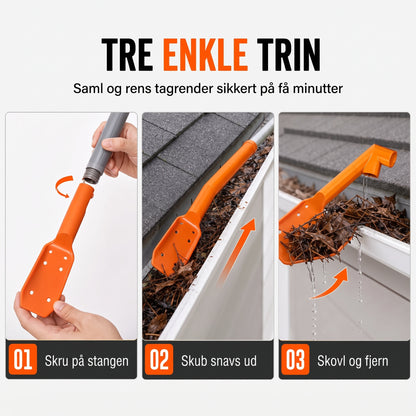 Tagrende-renseværktøj uden stige til nem og sikker rensning af tagrender