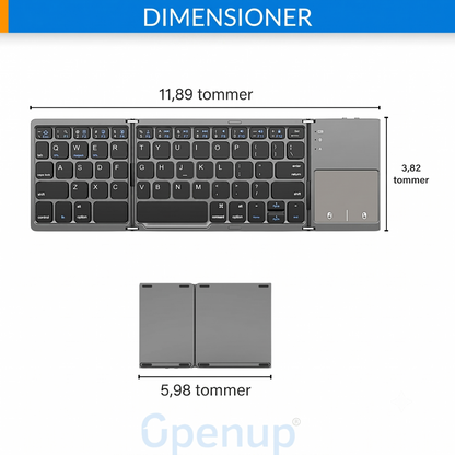 Foldbart Bluetooth Tastatur med Touchpad – Genopladeligt