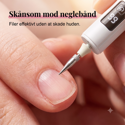 Ergonomisk Elektrisk Neglefil med Digitalt Hastighedsdisplay og 4 Udskiftelige Slibehoveder