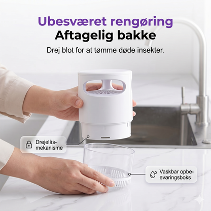 Smart UV-Insektfanger med Suge-teknologi – 360° Beskyttelse mod Myg & Fluer