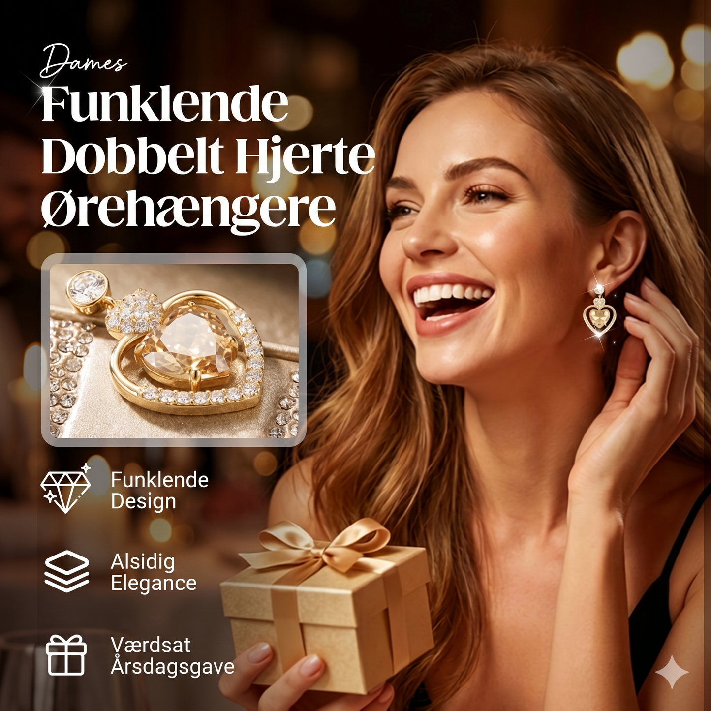 Damer Mousserende Dobbelte Hjerteøreringe