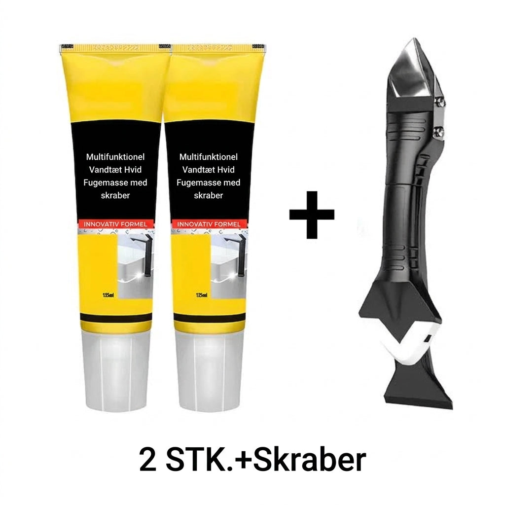 Effektiv tætningssilikone med medfølgende skraber til badeværelse, køkken og alle fuger