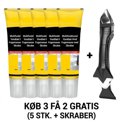 Effektiv tætningssilikone med medfølgende skraber til badeværelse, køkken og alle fuger