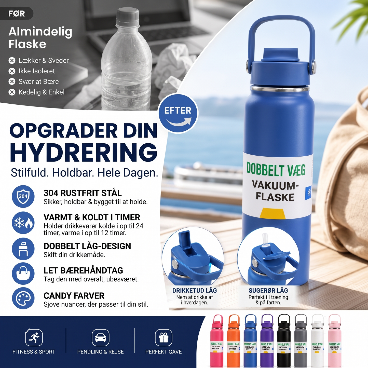 Premium isoleret krus i rustfrit stål til varme og kolde drikke