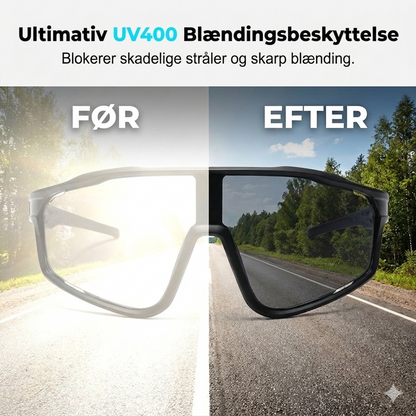 Rammeløse Panorama Sportsbriller – Optimal Vindbeskyttelse & UV-kontrol