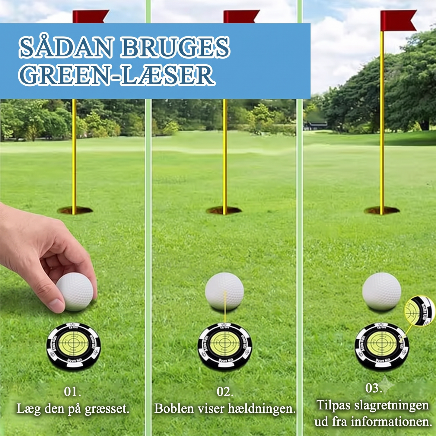 Green-aflæser og boldmarkør til golf Precision Golf