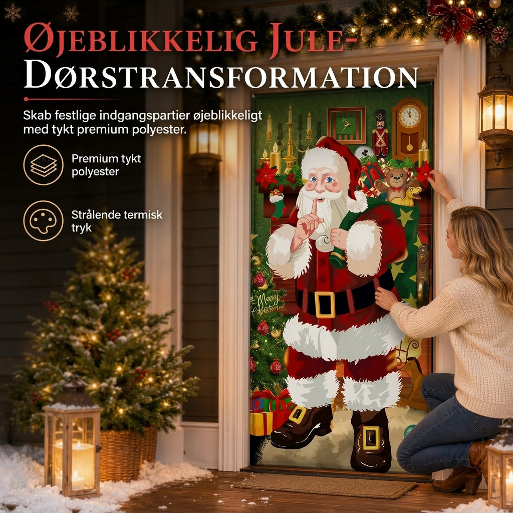 Magisk juledekoration til hoveddøren med glade julemotiver og lynhurtig montering