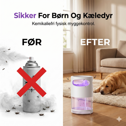 Smart UV-Insektfanger med Suge-teknologi – 360° Beskyttelse mod Myg & Fluer