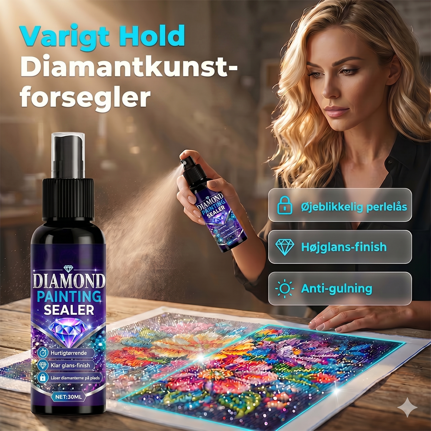 Krystalklar Forsegler til Diamond Painting med Skinnende Finish