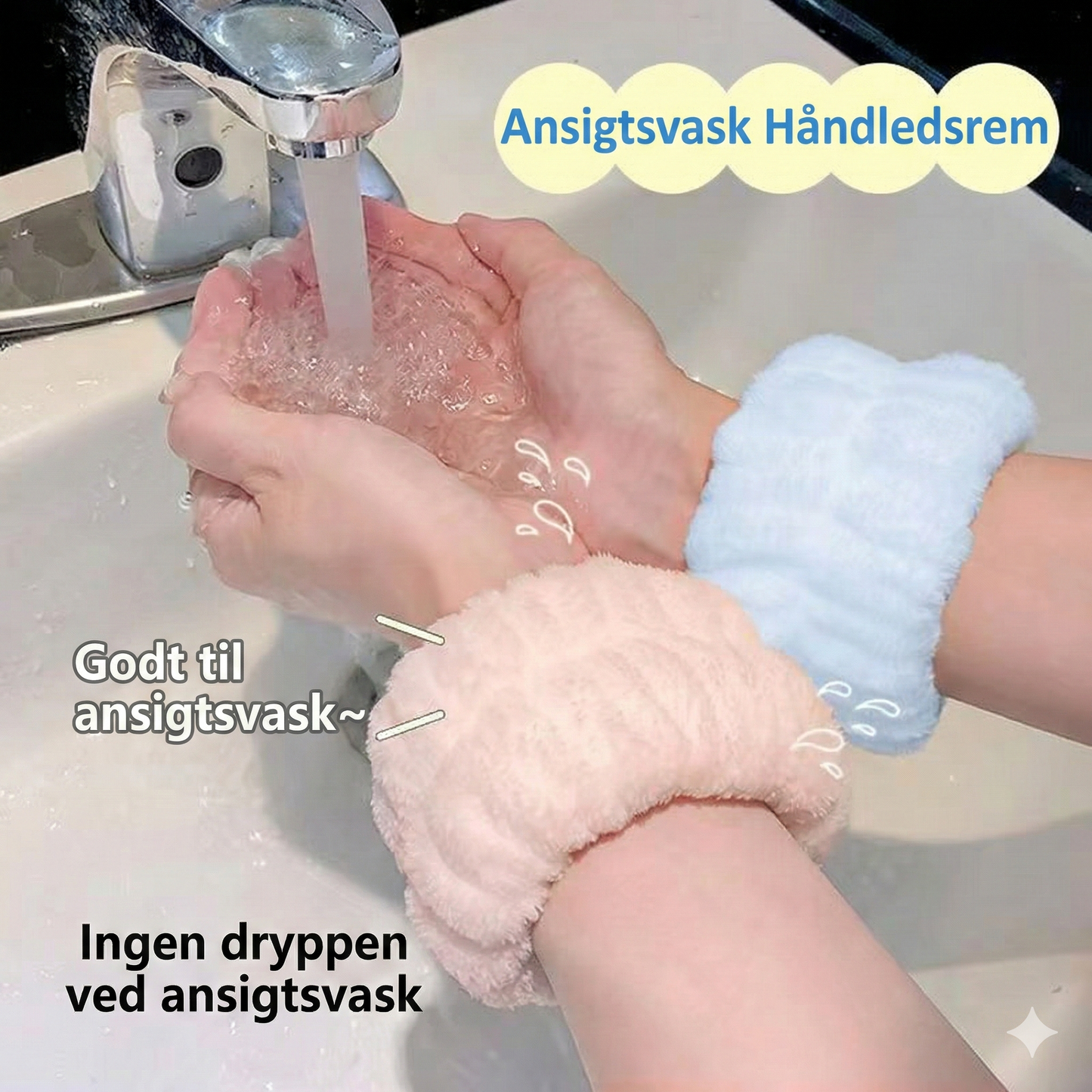 Anti-Dryp Vaskearmbånd – Undgå Våde Ærmer under Ansigtsvask (2 Stk.)