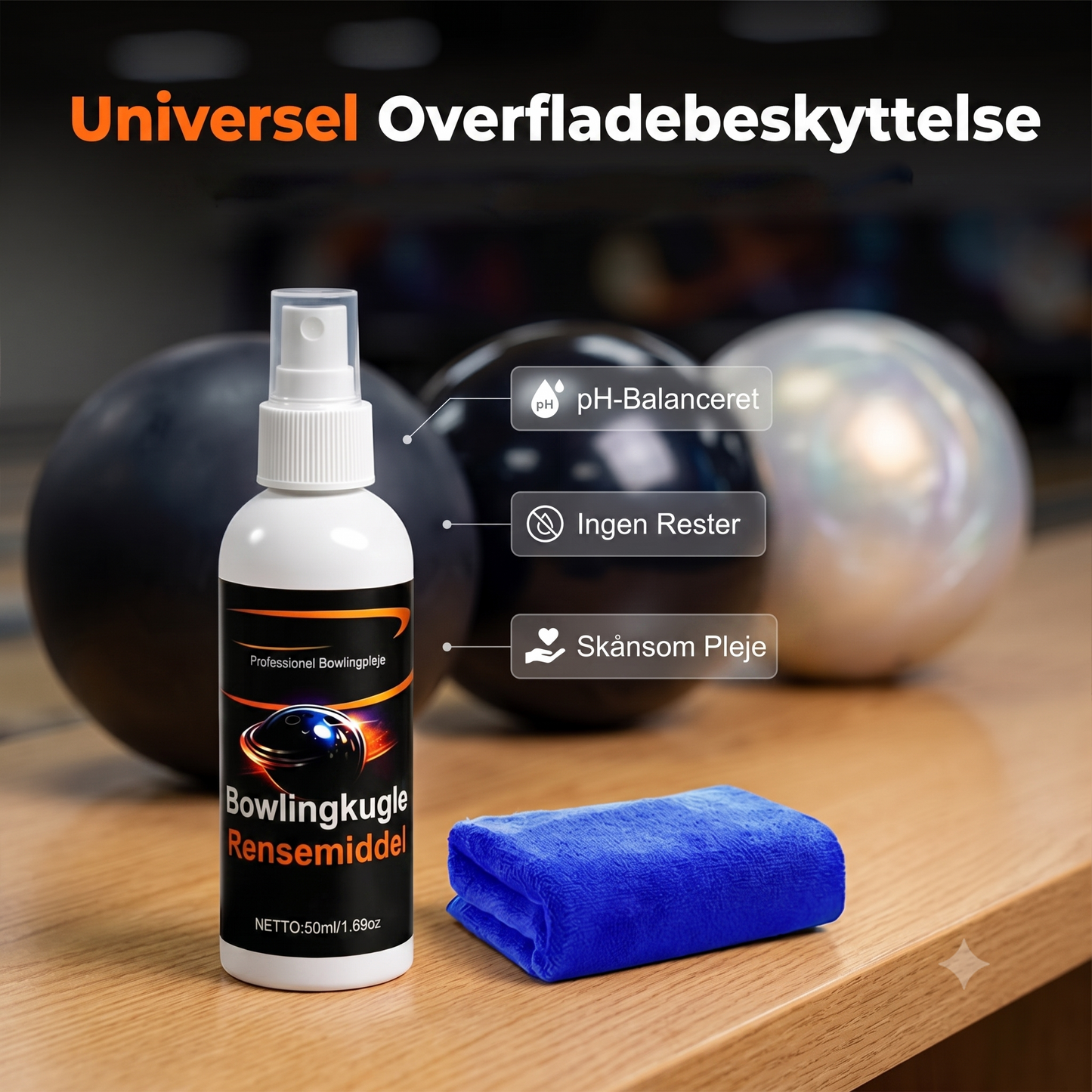 Professionel Olieopløsende Bærbar Bowlingkugle Rensespray med Absorberende Klud