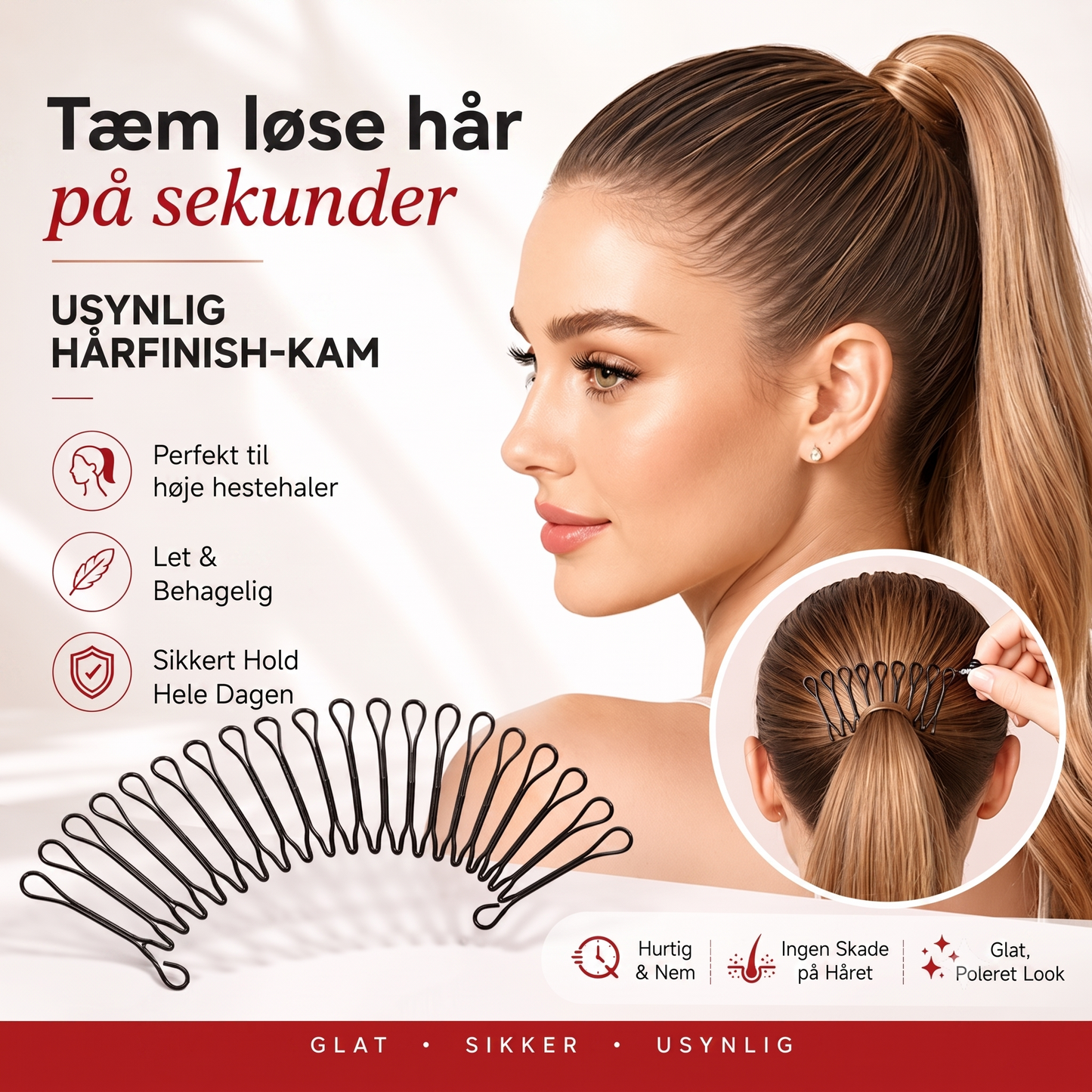 Usynlig og fleksibel kam til tæmning af flyvsisk og uregerligt hår