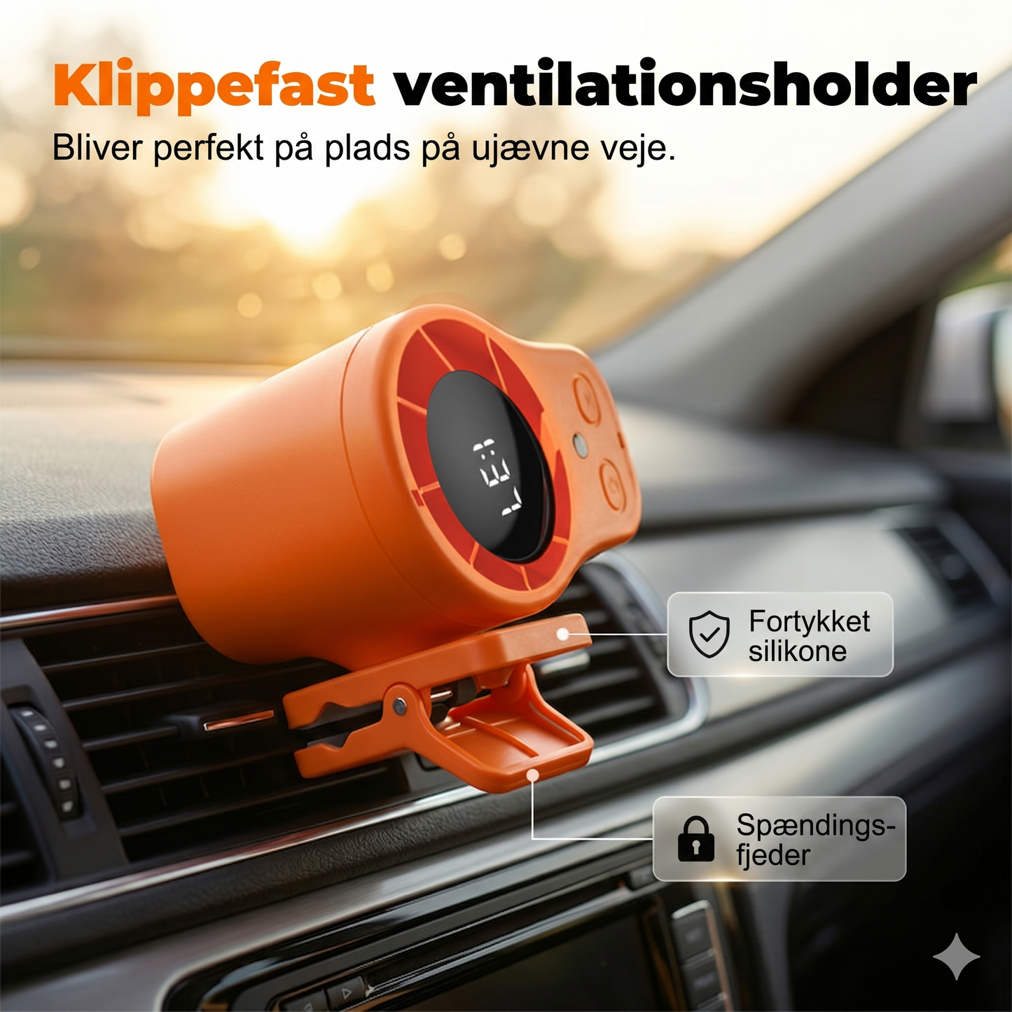 Bærbar 2-i-1 Ventilator til Bil og Skrivebord