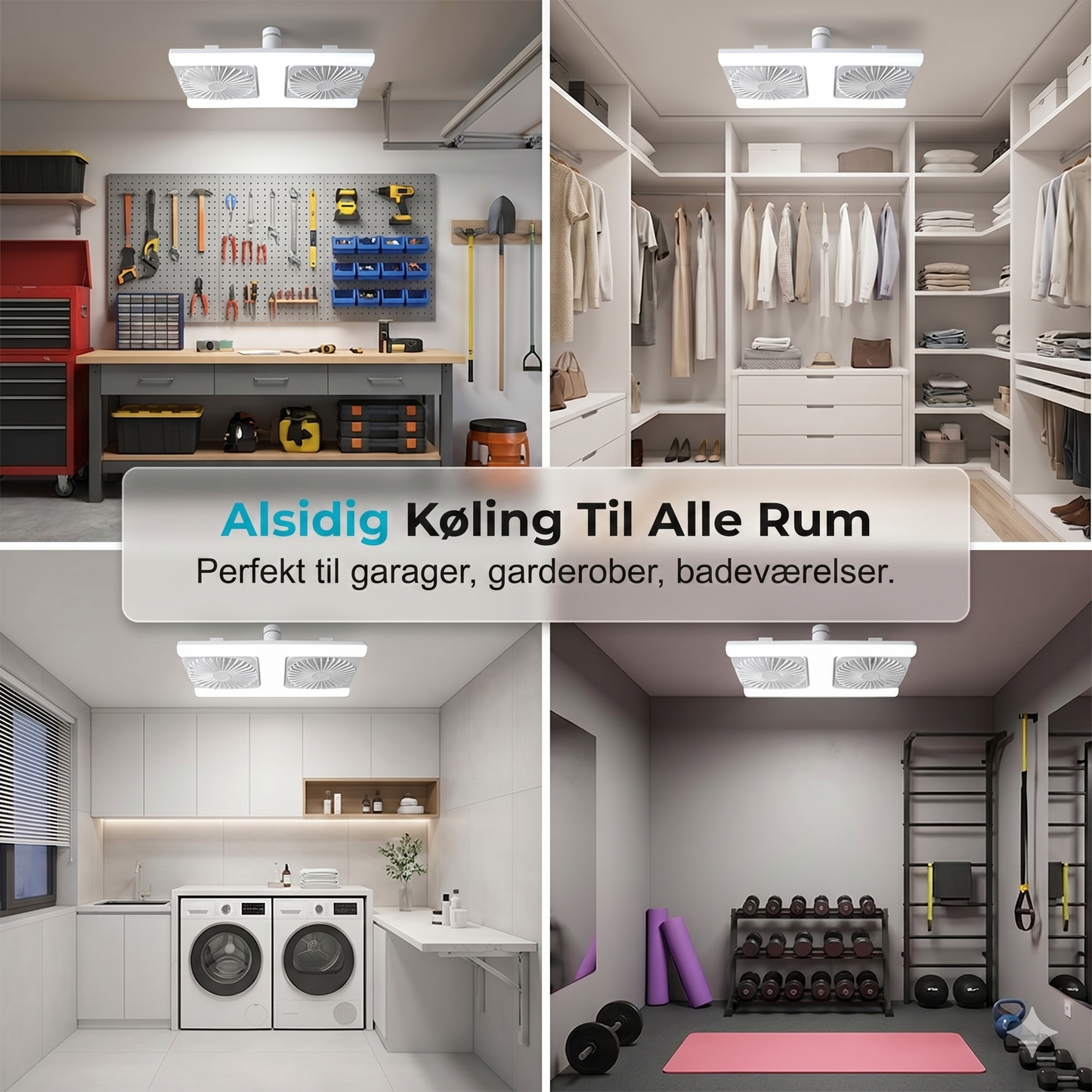 Loftventilator med LED-lys (60W) – Til standard fatning