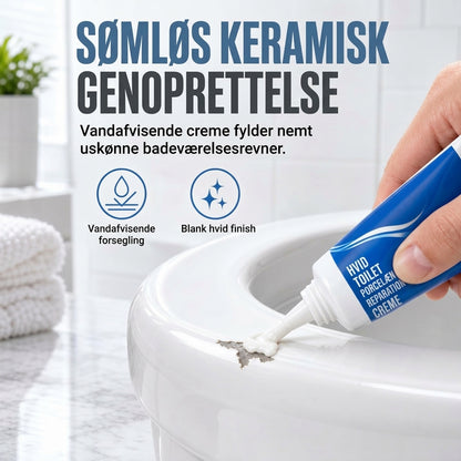 Hvid reparationscreme til porcelæn og sanitetsartikler til nem udbedring af skader og revner