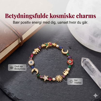 Boho-Elegance Armbånd – Himmelske Symboler & Multifarvede Krystaller