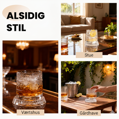 Vintage Heritage Roterende Whiskeyglas – Blyfrit Krystal med Prægninger