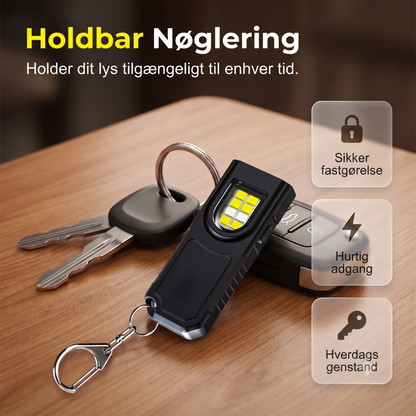 Mini nøgleringslygte med magnetisk base til praktisk hverdagsbrug