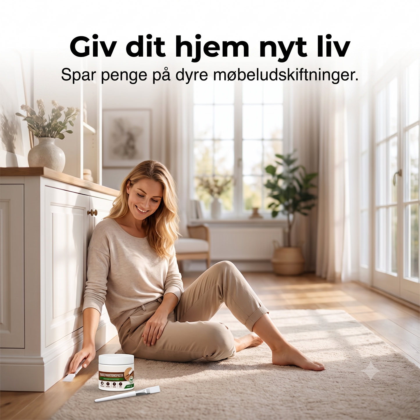 Hurtighærdende Sikkerhedsformuleret Træfyldningspasta og Børste Kombination