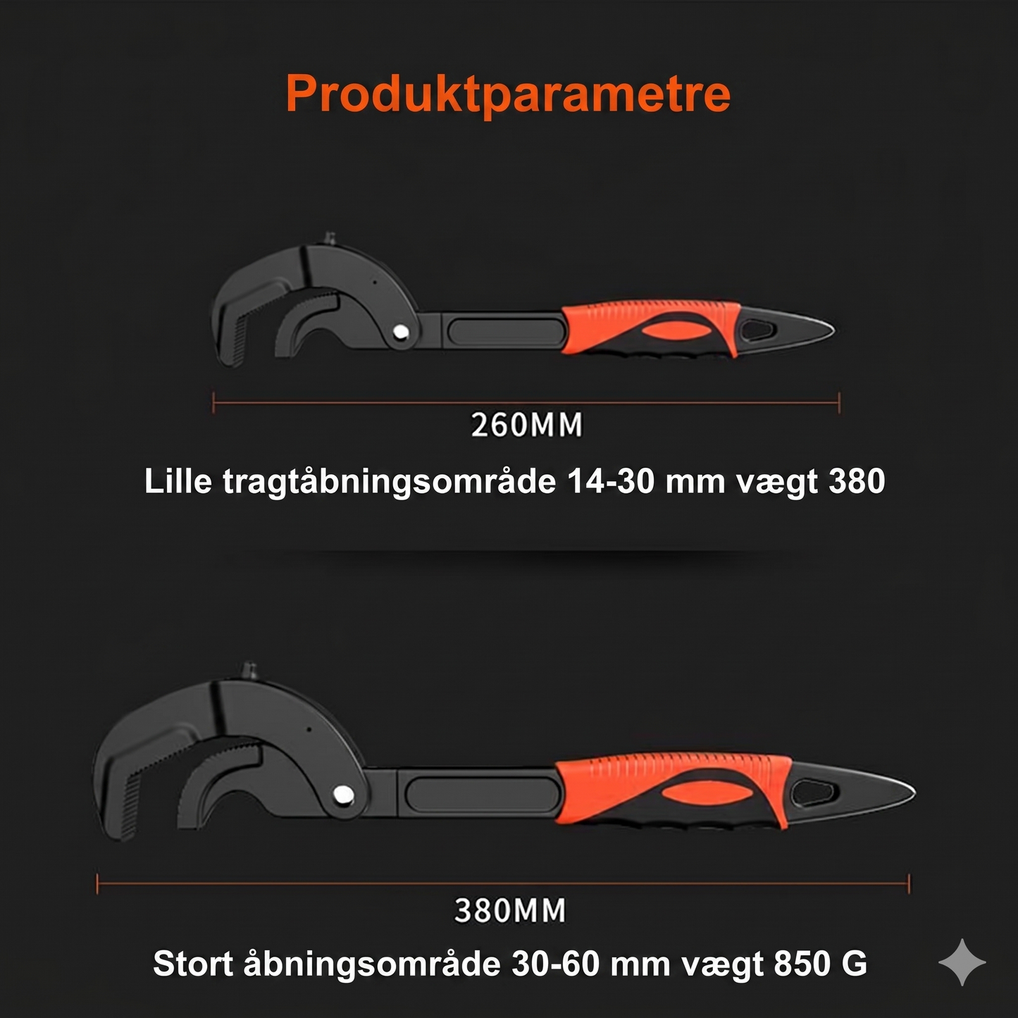 Multifunktionel Skruenøgle med Selvlåsende Funktion