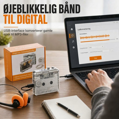 Smart og bærbar kassetteafspiller med USB-C til nem overførsel af musik til digitale formater