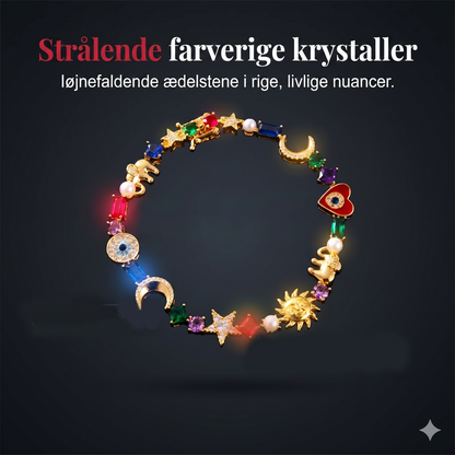 Boho-Elegance Armbånd – Himmelske Symboler & Multifarvede Krystaller