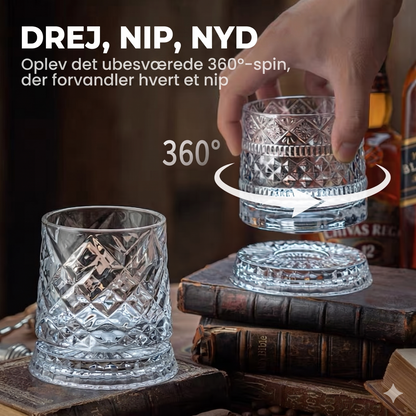 Vintage Heritage Roterende Whiskeyglas – Blyfrit Krystal med Prægninger