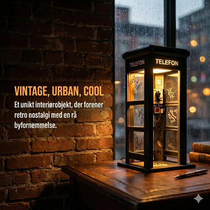 Vintage Telefonboks Stemningslampe med Varmt Lys