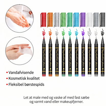 Kreativt sæt med 10 tuscher til hudvenlige og midlertidige tatoveringer