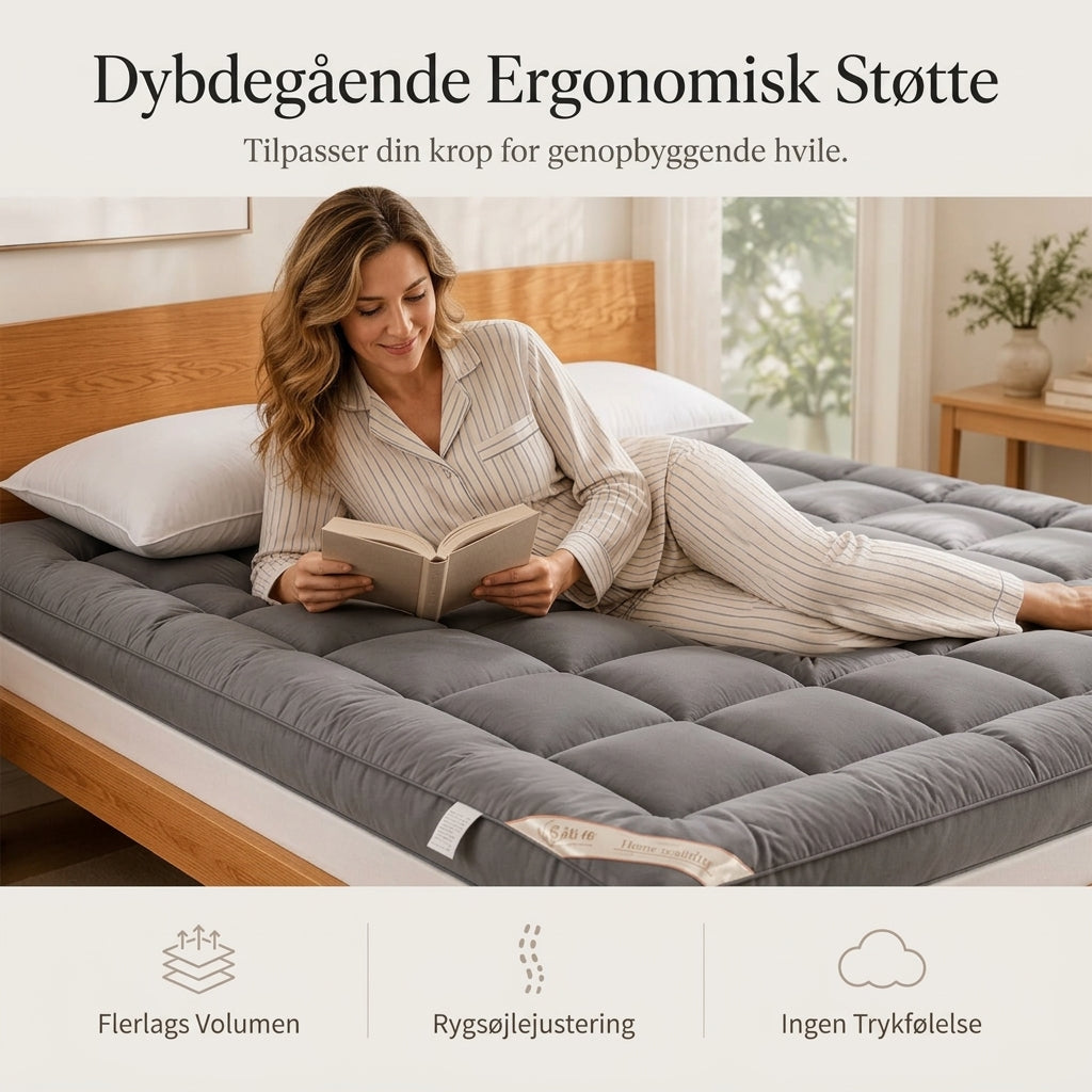 Blød, quiltet topmadras med sky-lignende komfort, 3D-quiltning og åndbart design til helårskomfort