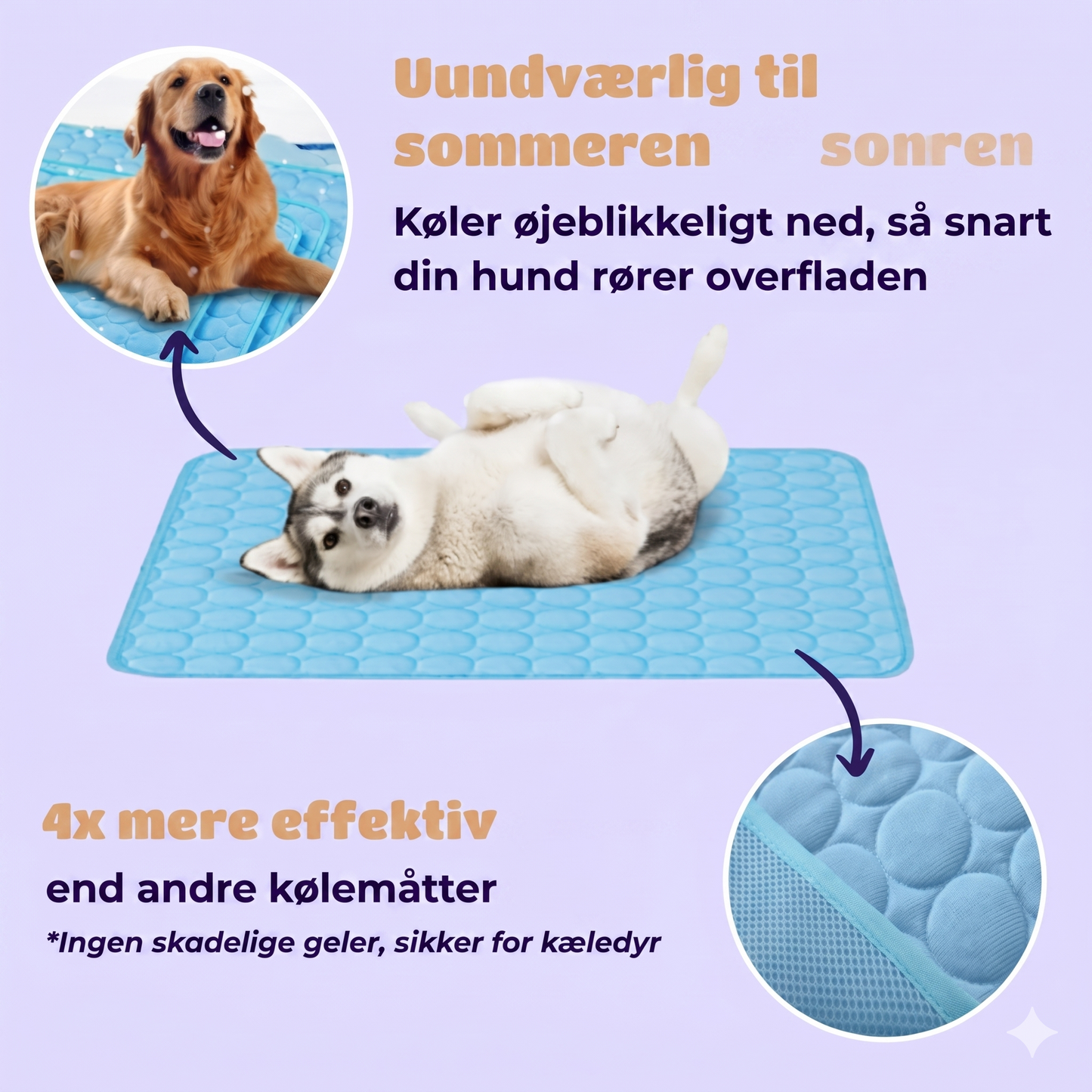 Naturlig og Sikker Kølemåtte til Kæledyr