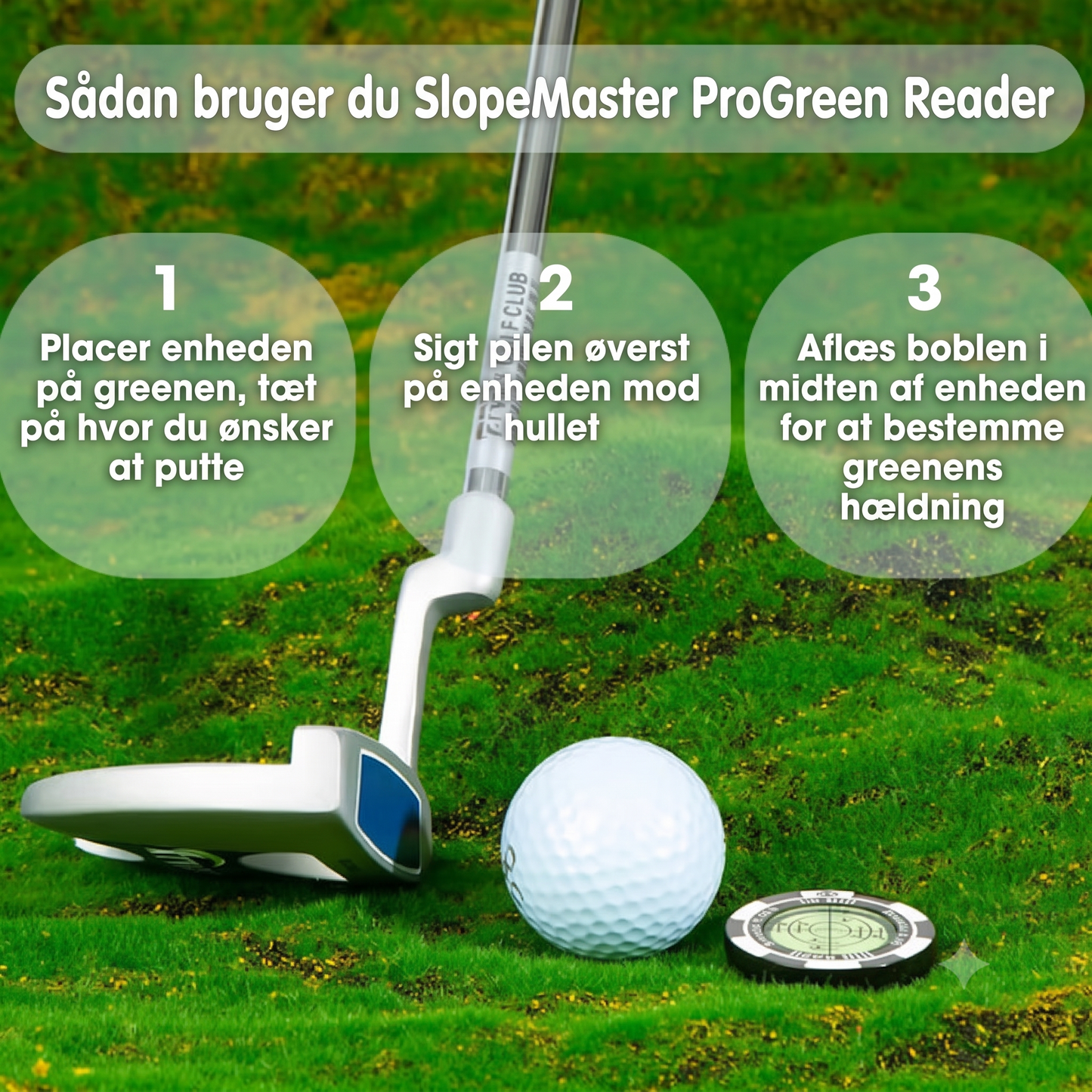 Green-aflæser og boldmarkør til golf Precision Golf