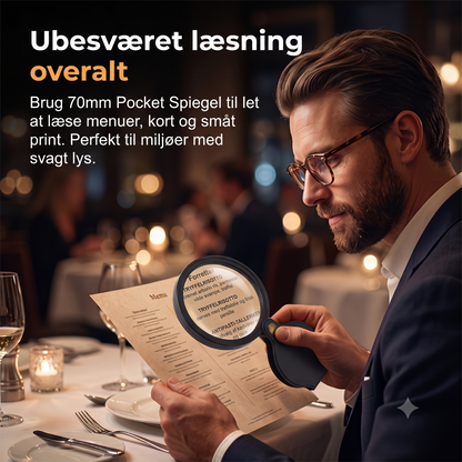 Foldbart lommeforstørrelsesglas i bærbart PU-læder beskyttelsesetui