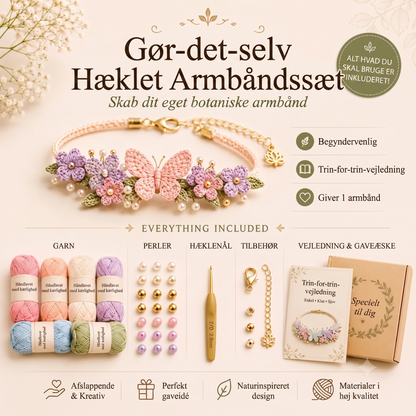 Naturfiber-baseret Håndværks-sæt til Hæklet Armbånd med Geometrisk Modulstruktur