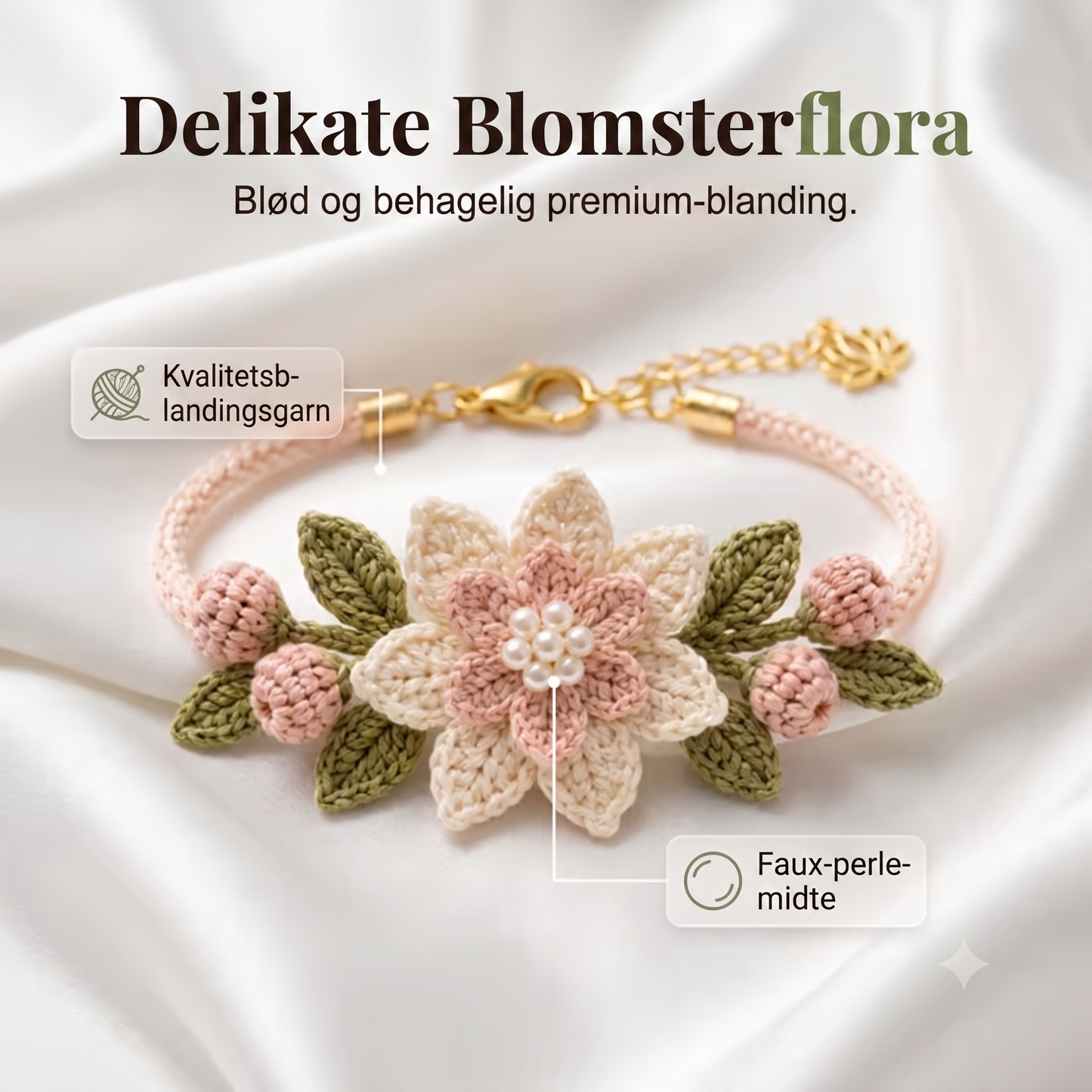 Naturfiber-baseret Håndværks-sæt til Hæklet Armbånd med Geometrisk Modulstruktur