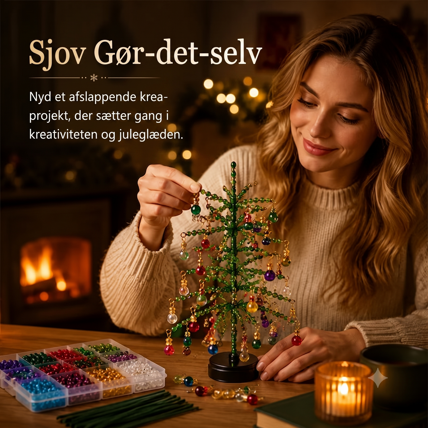 Skab dit eget juletræ med perler og glitrende DIY-dekoration
