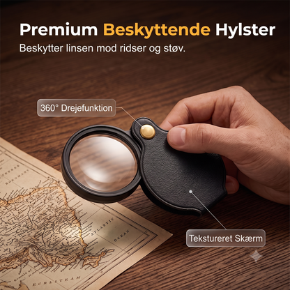Foldbart lommeforstørrelsesglas i bærbart PU-læder beskyttelsesetui
