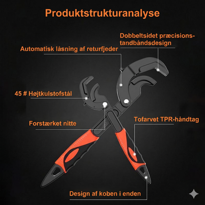 Multifunktionel Skruenøgle med Selvlåsende Funktion